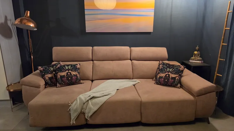 Living room sofa with the seat sections extended